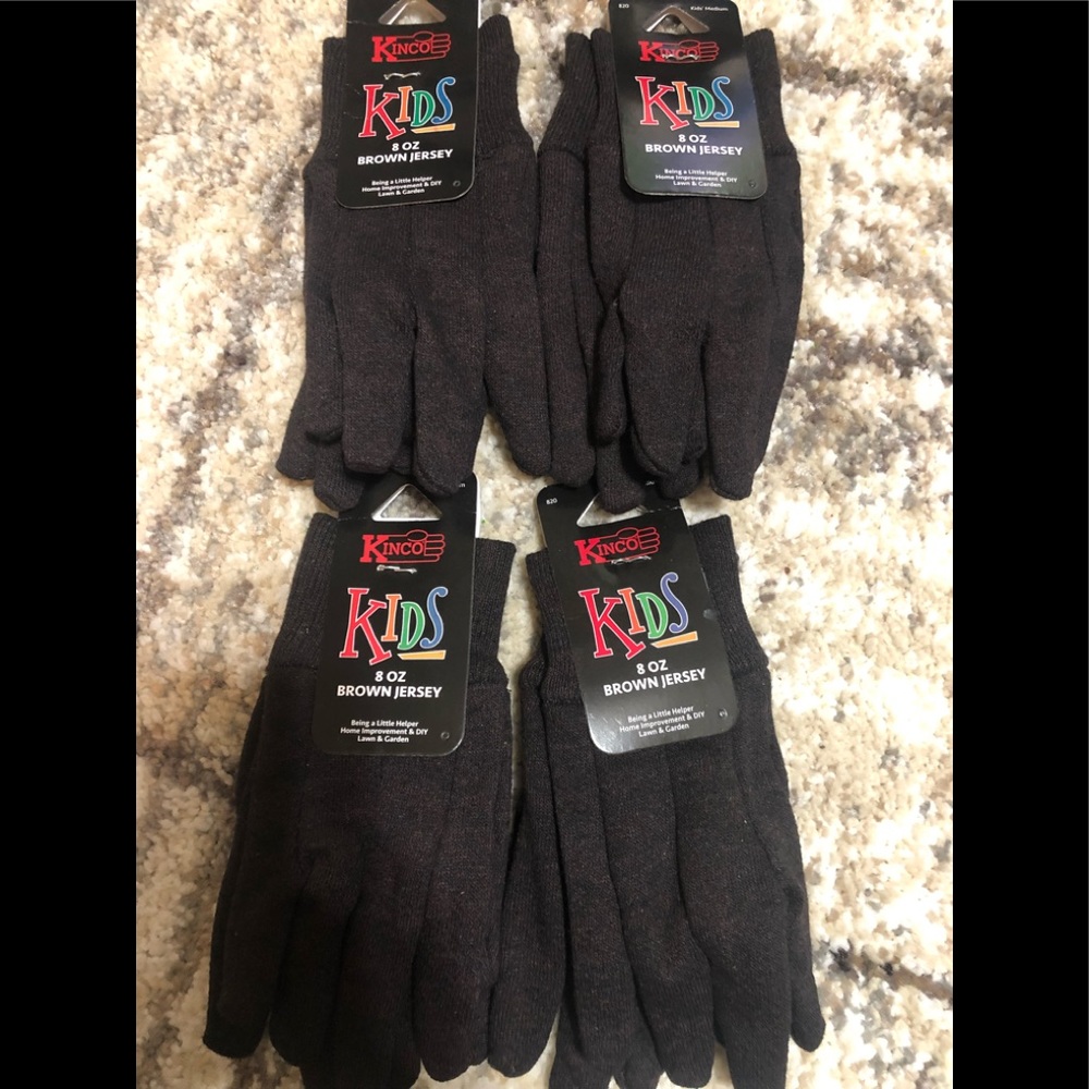 Kids Kinco Brown Jersey Gloves size Medium